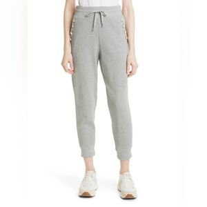Derek Lam 10 Crosby Rosalie Sailor Button Cotton Waffle Knit Joggers Gray